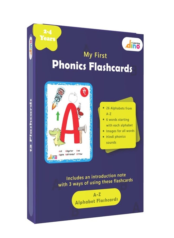 Learning Dino Phonics/Alphabet (ABC) Flashcards for 2 to 4 Year Old Kids (Kindergarten/KG Kids) | My First Phonics Flashcards by Learning Dino | Interesting Activities to Learn A B C and Sounds - Image 1
